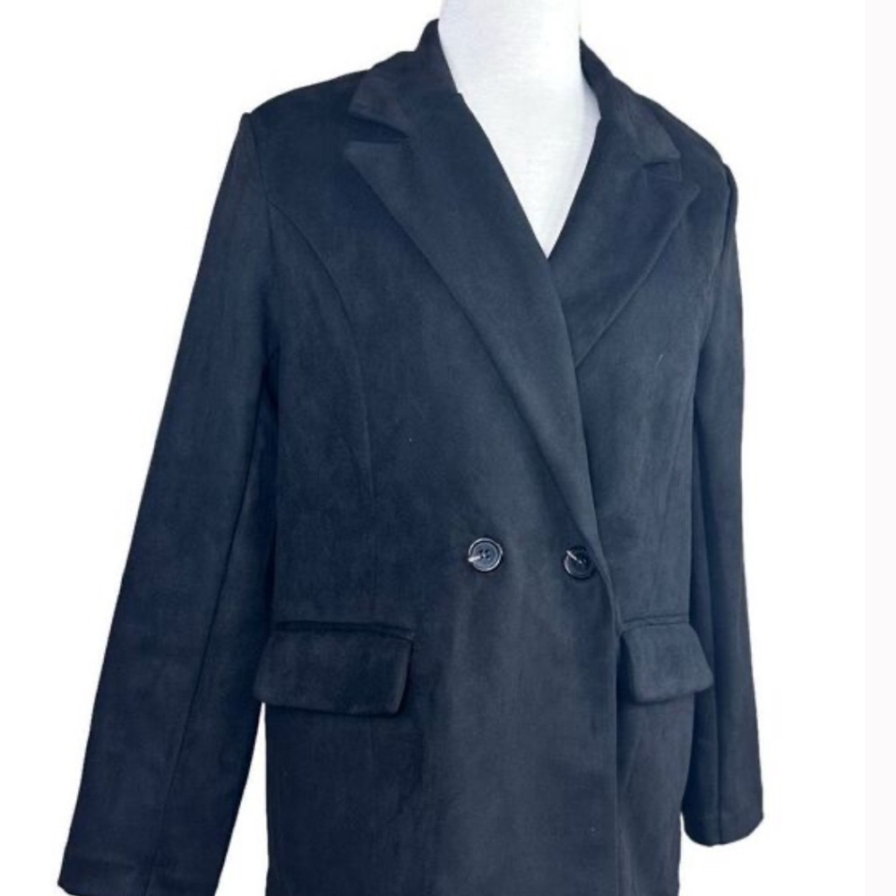 Stoosh Faux Suede Women’s Black Jacket Blazer | Size L | NWOT